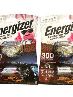 (2) Energizer Advanced Headlamp - Silver with Yellow LEDs
